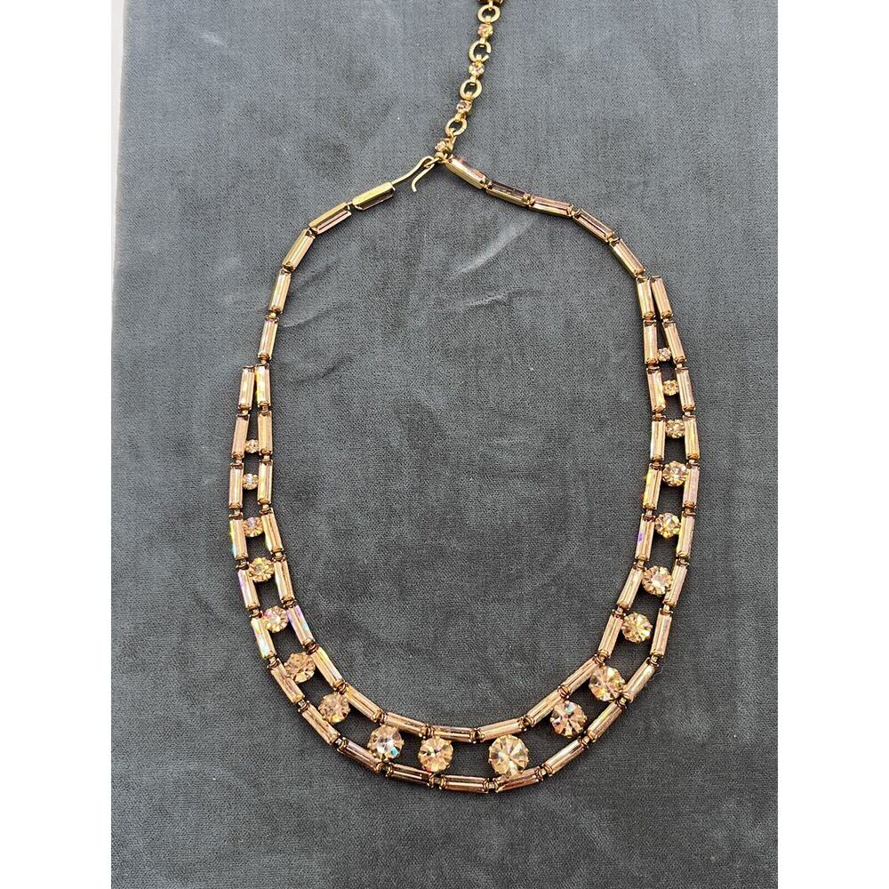 VTG Fischland Schmuck Necklace Goldtone Amber Stones In Settings Marked